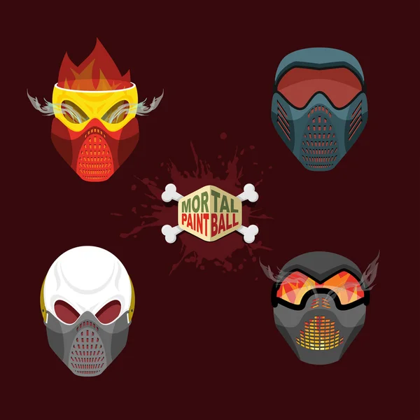 Set paintball máscara del mal. cráneo Mortal paintball — Archivo Imágenes Vectoriales