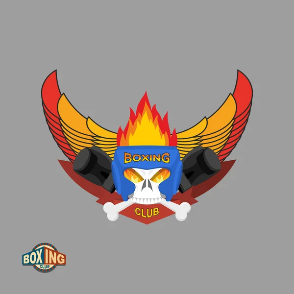 Emblema escudo deportivo. Calavera con logo de boxeo. Club de boxeo Logotype . — Archivo Imágenes Vectoriales