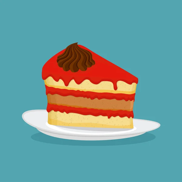 Stück Kuchen, Vektorillustration. Symbol — Stockvektor