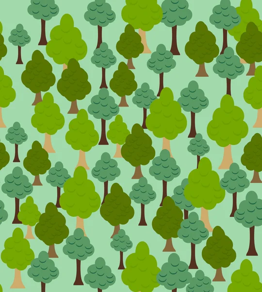 Forêt sans couture. Dessin animé arbre fond — Image vectorielle