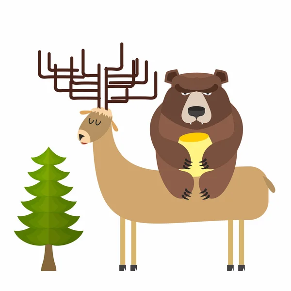 Ελάφι και αρκούδα. Vector εικονογράφηση — Διανυσματικό Αρχείο