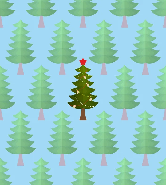 Árbol de Navidad en el bosque. Tarjeta de felicitación para Navidad y nuevo ye — Vector de stock