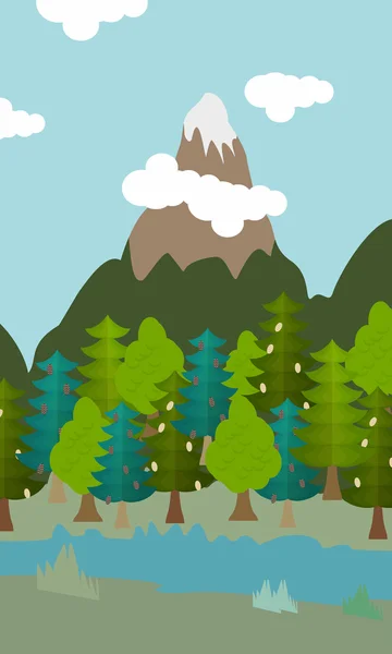 Paesaggio naturale cartone animato sfondo vettoriale illustrazione — Vettoriale Stock