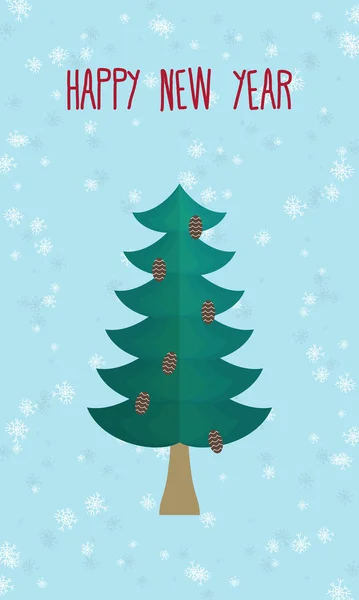 Tarjeta de felicitación navideña. Árbol de Navidad. Feliz año nuevo — Vector de stock