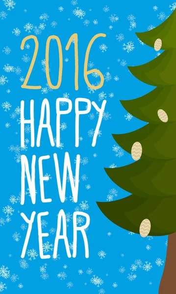 Frohes neues Jahr 2016. Weihnachtsgrußkarte. Weihnachtsbaum. — Stockvektor
