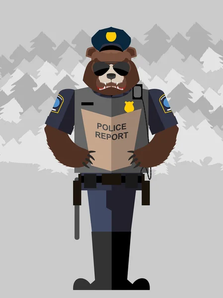 Bär police officer.vektorillustration — Stockvektor
