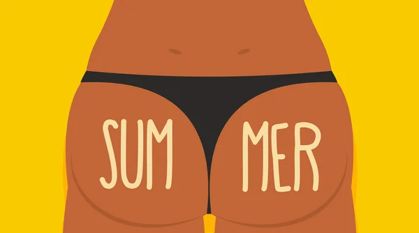 Girl Tan. Cul en culotte. L'été. Illustration vectorielle. Bikini S — Image vectorielle