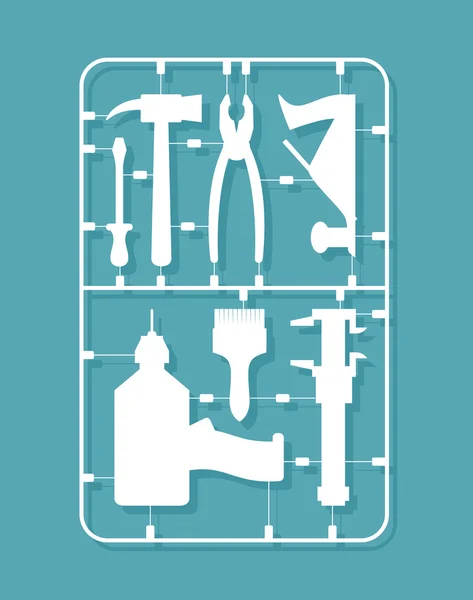 Plastic model kits Construction tools. Set for men — Stock Vector