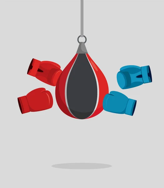 Boxningssäck och handskar. Utrustning för boxning. Utöva beats. Vect — Stock vektor
