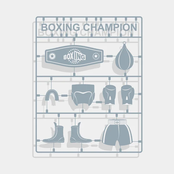 Set Equipo de boxeo. Kits de plástico. Ilustración vectorial — Archivo Imágenes Vectoriales