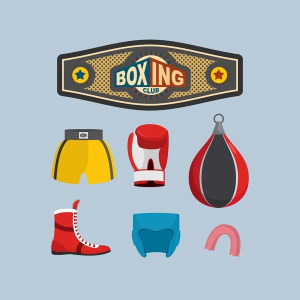 Establecer iconos de boxeo. Equipo de boxeo . — Archivo Imágenes Vectoriales