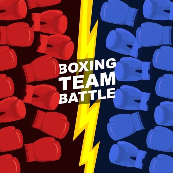Boxing team strid. Blå och röda boxning handskar. Vector nedanstående — Stock vektor