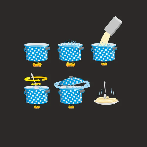 Conjunto de iconos de pasta para cocinar. Ilustración vectorial — Archivo Imágenes Vectoriales