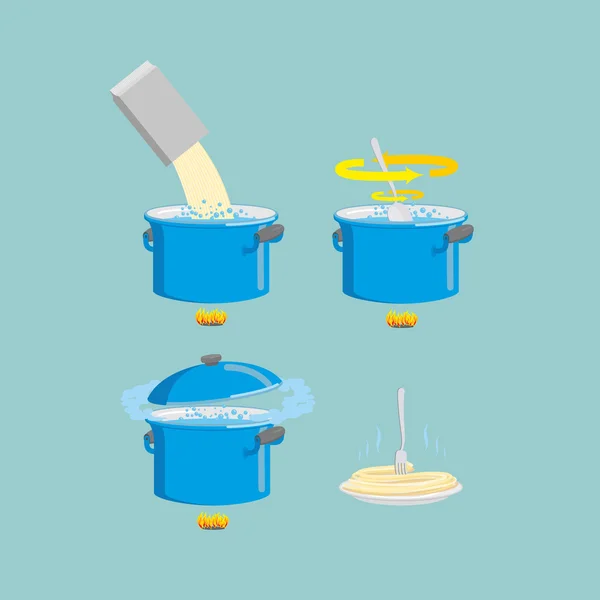 Conjunto de iconos de pasta para cocinar. Ilustración vectorial — Vector de stock