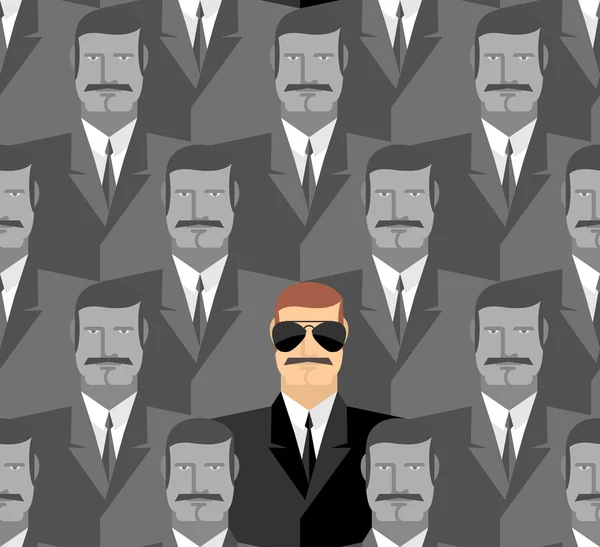 Spion. Naadloze patroon van mensen. Een menigte van mannen. — Stockvector