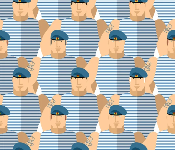 VDV militaire russe. Soldats forts en bérets et rayures bleus — Image vectorielle