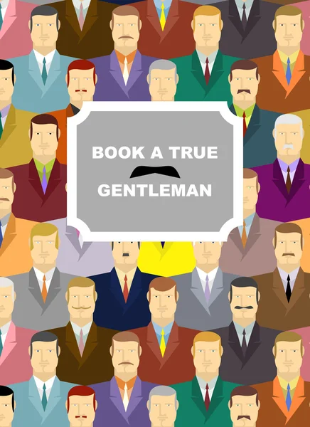 Book a true gentleman. Background for cover of  book. Mens in ja — Stock Vector