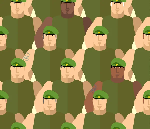 Soldados en Boinas Verdes. Fuerzas especiales. Ejército sin costuras backgrou — Vector de stock