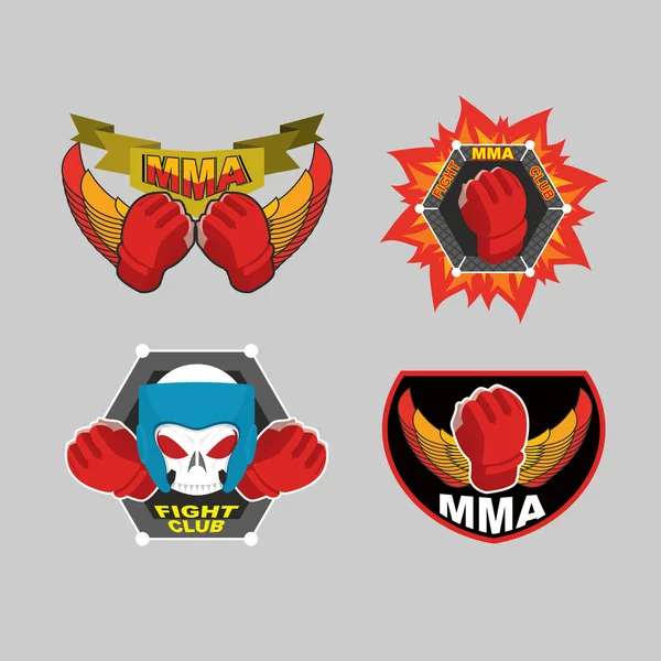 Conjunto de emblemas MMA. Mezcla el logo del club. Ilustración vectorial — Archivo Imágenes Vectoriales