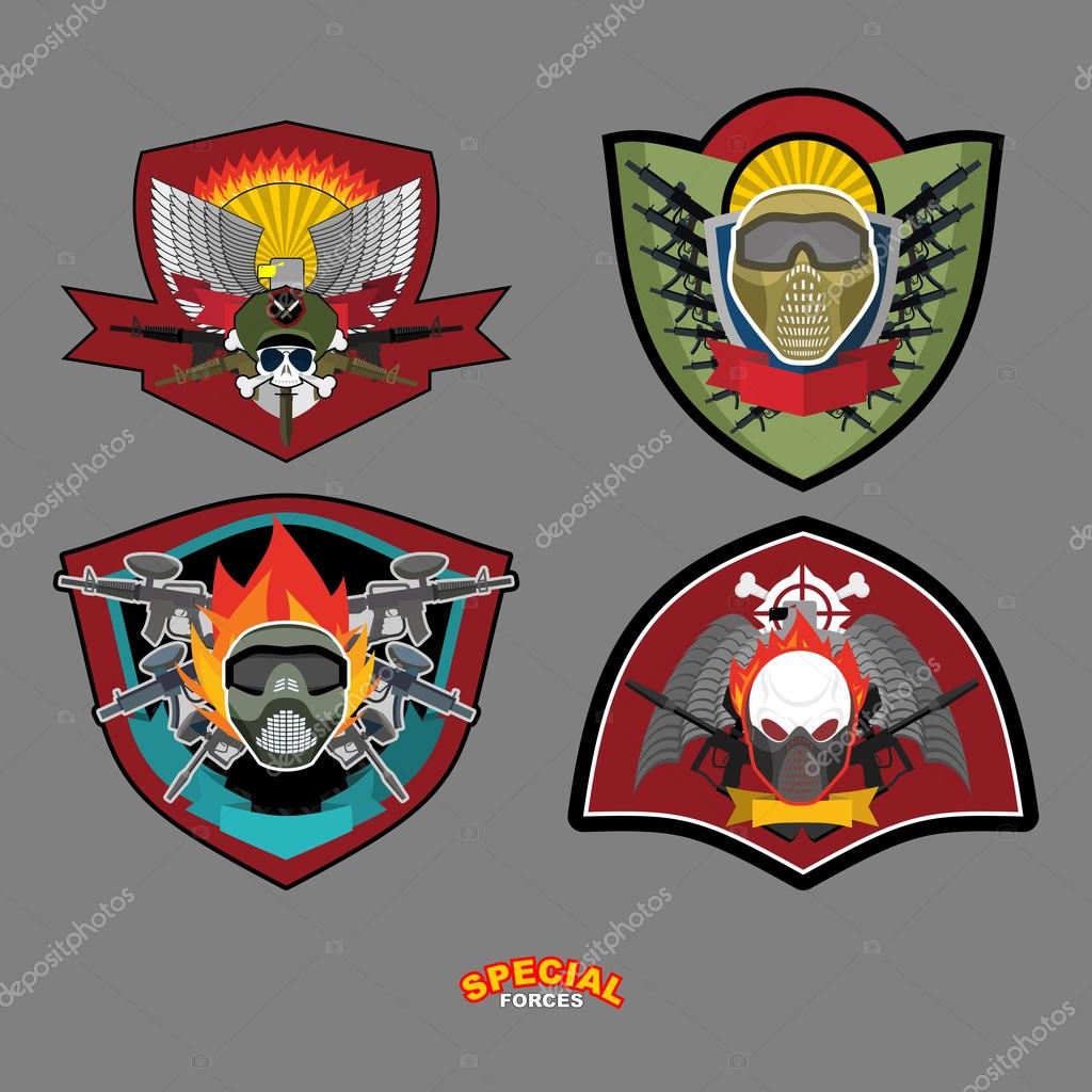 Set Army logo. Vector illustration. Arms and wings