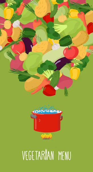 Menú de verduras. Ilustración del vector alimenticio vegetariano. Concepto — Vector de stock