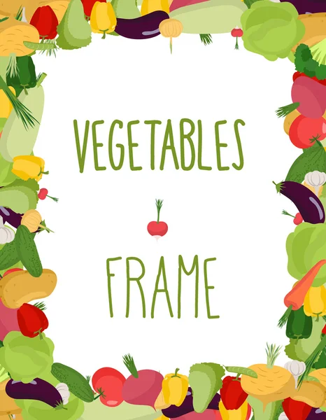Färska grönsaker ram. Hälsosam mat vektor illustration — Stock vektor