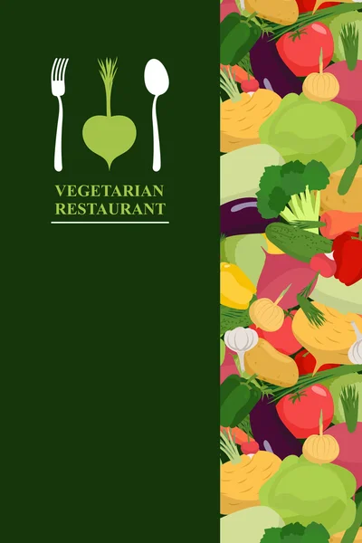 Couverture de menu végétarien pour restaurant ou café. Bouquet de légumes frais — Image vectorielle