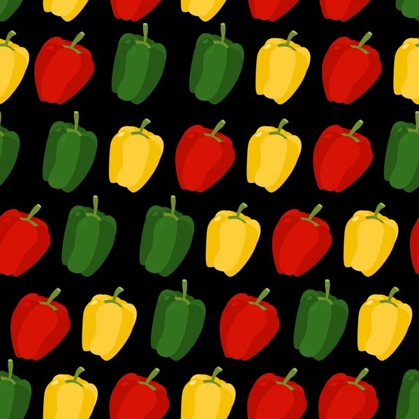 Fond de poivre doux. Modèle sans couture vectoriel de légumes — Image vectorielle