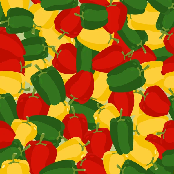 Patrón de pimiento dulce coloreado. Fondo sin costuras con pep maduro — Vector de stock