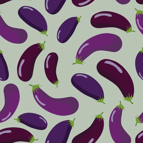 Patrón sin costuras de berenjena. Fondo de vector vegetal de púrpura — Vector de stock