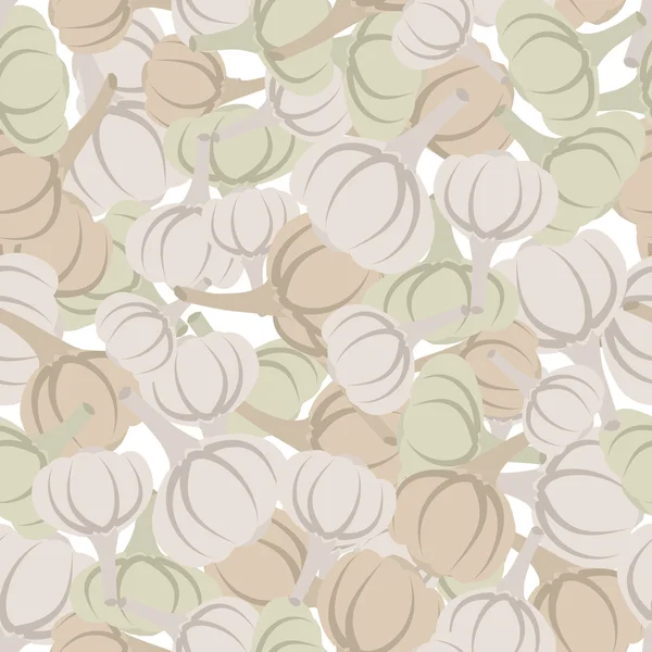 Garlic pattern. Seamless background with beige garlic. Vector te — Stock Vector