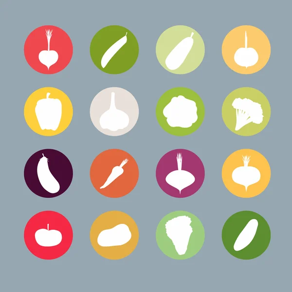Conjunto de iconos de silueta de verduras. Ilustración vectorial. Zanahorias y — Vector de stock