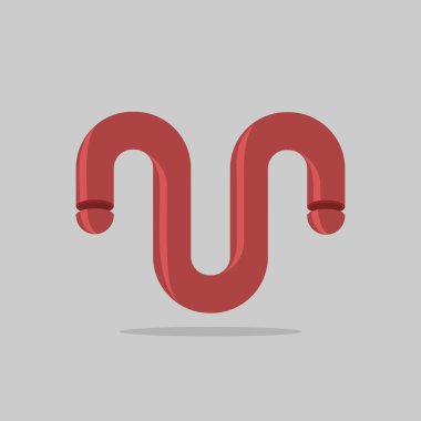 Soyut logosunu görmeniz gerekir. Bordo 3d bükülmüş trompet. İş tasarım şablonu.