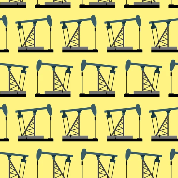 Oil rig seamless pattern. Oil pump pumps oil vector background. — Stock Vector
