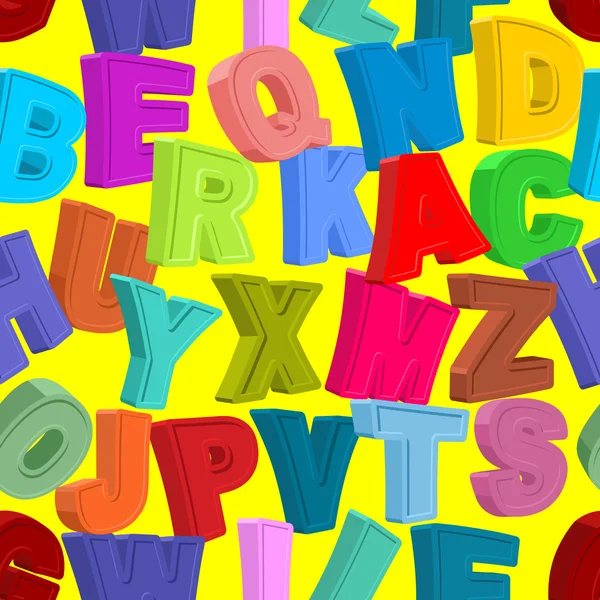 Farbbuchstaben nahtlose Muster. Kinderbuchstaben. Niedlicher Funnyab — Stockvektor