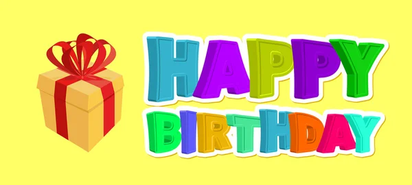Alles Gute zum Geburtstag. Geschenk und Beschriftung des farbigen Briefes — Stockvektor