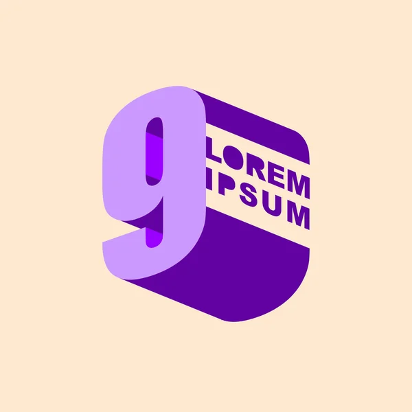 Nummer 9 3d logo, vector design elementen van de sjabloon. cijfer negen — Stockvector