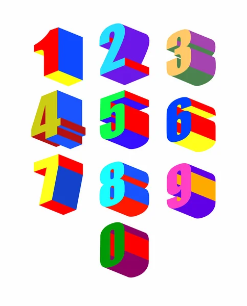 Set Crazy colorfu 3dl numbers. Vector illustration. — Stock Vector