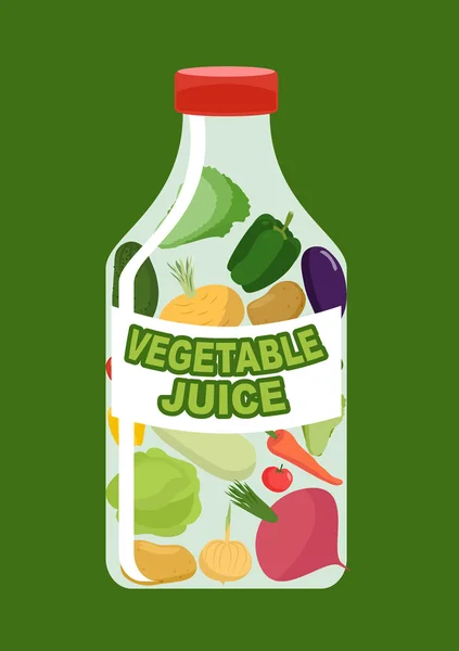 Grönsaker juice. juice från färska grönsaker. morot och cucumb — Stock vektor