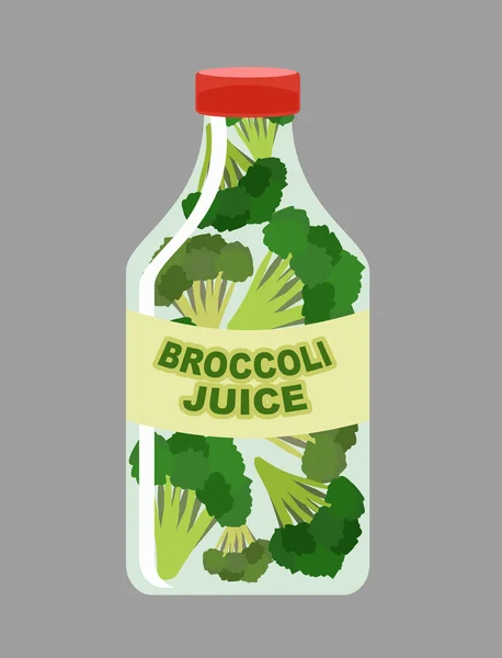 Brokkoli-Saft. Saft aus frischem Gemüse. Brokkoli im Trans — Stockvektor