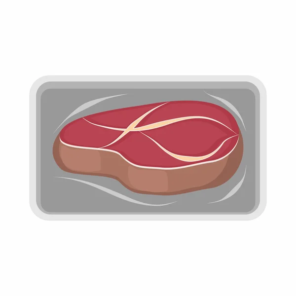 Meat packaging. fresh steak.Vector illustration of beef — Stok Vektör
