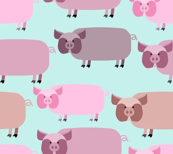 Pig seamless pattern. Background of animals. A herd of pigs Farm — 图库矢量图片