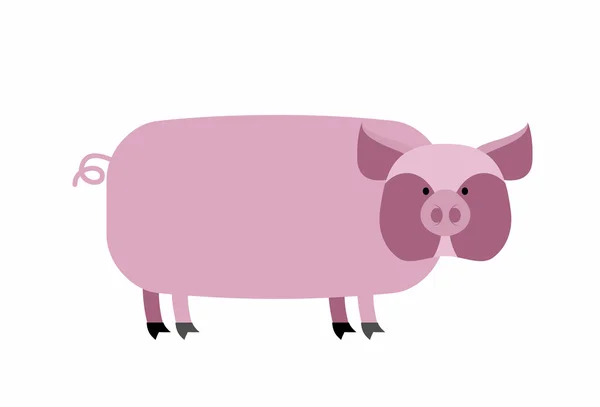 Cerdo gordo sobre un fondo blanco. Animal de granja. Ilustración vectorial — Vector de stock