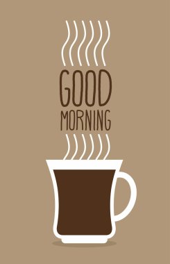 Bir fincan sıcak kahve Buhar ile. Günaydın. İyi bir st için poster