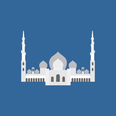 Büyük Sheik Zayed Camisi Abu Dabi. Vektör düz işaret silhoue