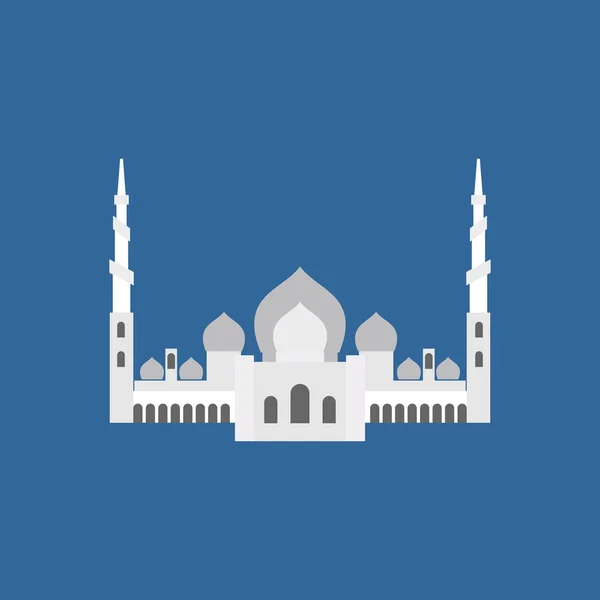 Scheich Zayed große Moschee in Abu Dhabi. Vektor flache Zeichen Silhouette — Stockvektor