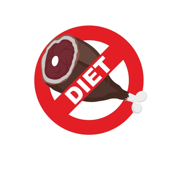Logotipo de signo de dieta. Carne señal prohibida. Tacha el jamón. Detener comida . — Archivo Imágenes Vectoriales