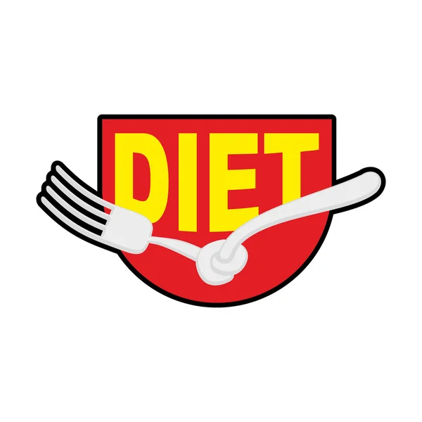 Diet logo, sign. Emblem of Fork with node. Patch stop food. Forb — Stock vektor
