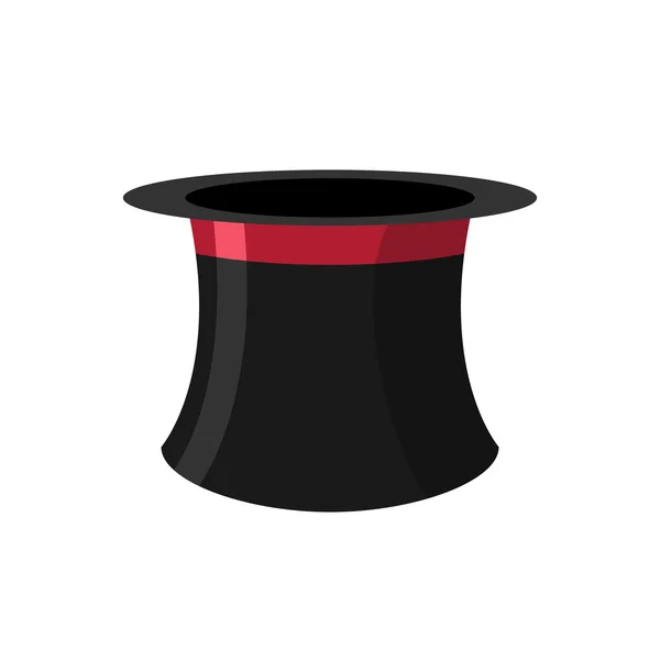 Top hat magician on a white background. Black Hat Topper with Re — 图库矢量图片