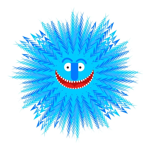 Sourire de flocon de neige. Flocon de neige bleu d'hiver symbole de l'hiver. Vecteur — Image vectorielle